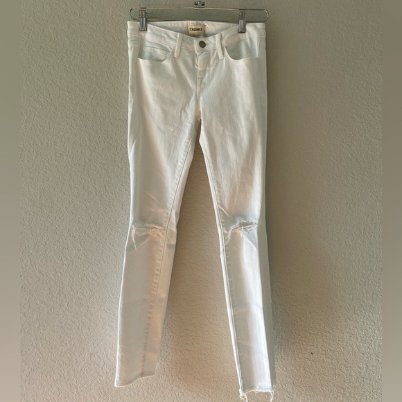 L’Agence Chantal Slim White Distressed Jeans Size 25 - Picture 3 of 11